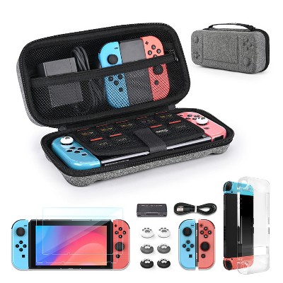 DOMETOUR Switch Case for Switch 2017, 14-in-1 Kit: Carrying Case, Screen Protector, Covers, Thumb Grips, Game Card Case & Type-C Cable.