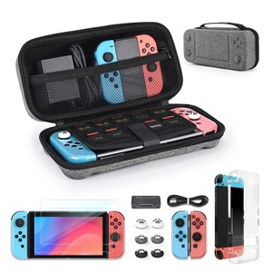 DOMETOUR Switch Case for Switch 2017, 14-in-1 Kit: Carrying Case, Screen Protector, Covers, Thumb Grips, Game Card Case & Type-C Cable. - 1 of 4