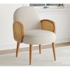1 Piece Mid Century Modern Velvet Fabric Upholstered Accent Arm Chair,Outdoor Patio Comfy Rattan Wrapped Armrest Wooden Reading Chair-Coolbibila - 2 of 4
