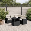 vidaXL 6 Piece Patio Sofa Set with Cushions Black Poly Rattan - Black and Cream - 2 of 4