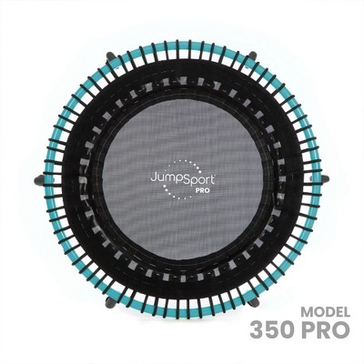 Black and Teal Round Fitness Trampoline with Enclosure
