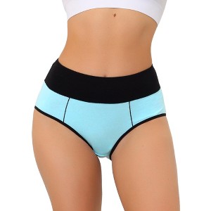 Allegra K Women's High Waist Breathable Soft Color-Block Available in Plus Size Briefs - 1 of 4
