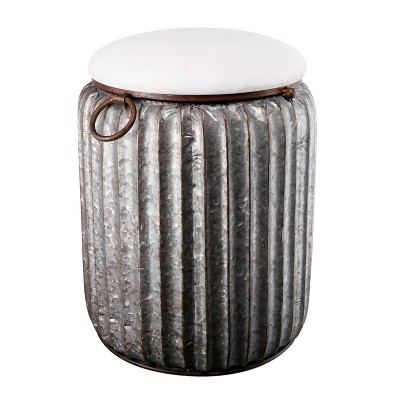 Quinby Storage Stool Silver/White - A&B Home