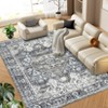 Boho Vintage Floral Faux Wool Area Rug Elegant Distressed Floor Mat for Living Room Bedroom Kitchen Living Room Dining Area Laundry Room and Entrance - 4 of 4