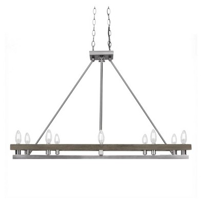 Toltec Lighting Belmont 10 - Light Island Pendant Light in  Graphite/Distressed Wood