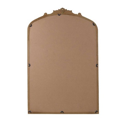 Gold Arched Wall Mirror with Beaded Details and MDF Frame