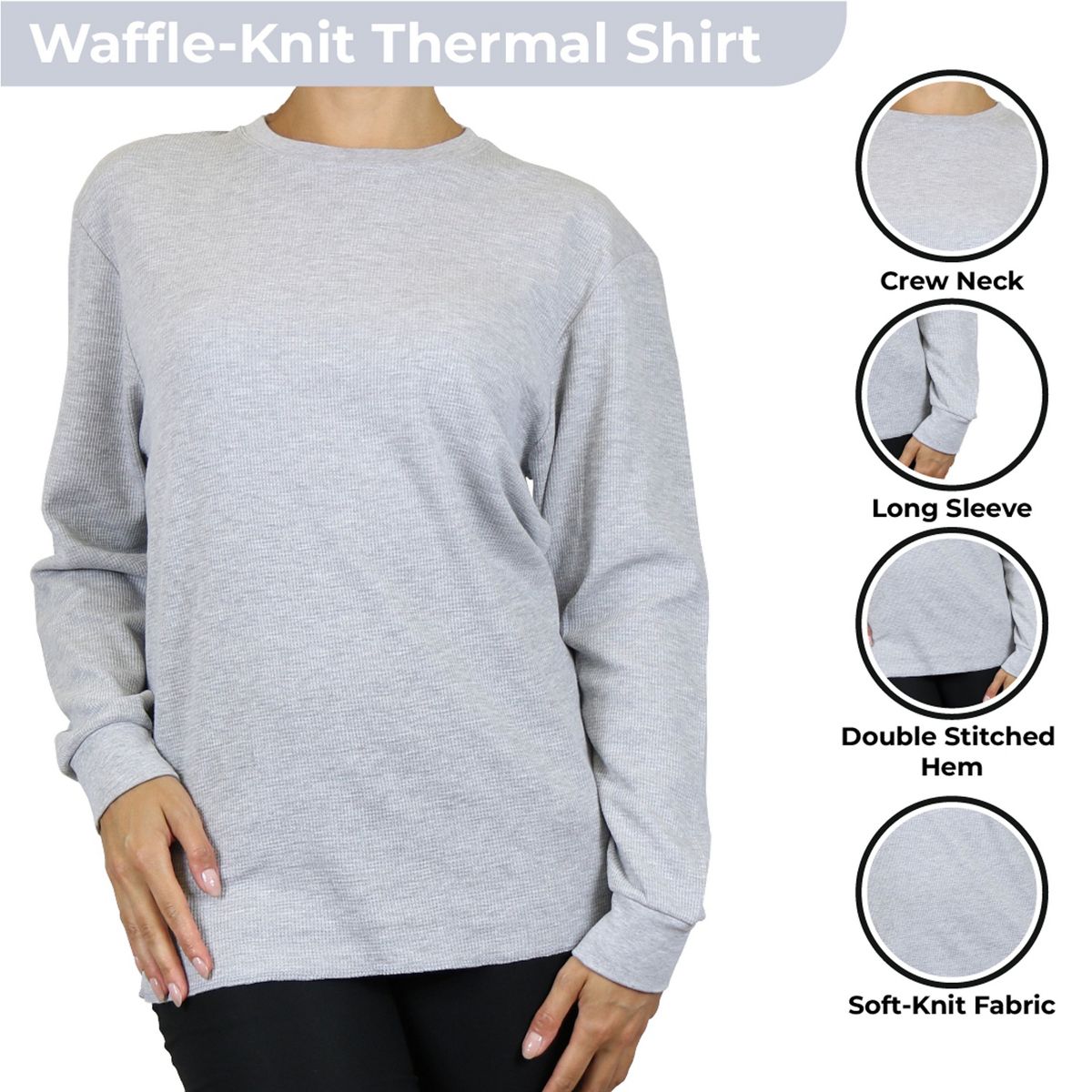 Galaxy By Harvic Women's Loose Fit Waffle Knit Thermal Shirt - thumbnail 6