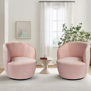 Bella Swivel Barrel Chairs Set Of 2,Armrest 360° Swivel Nursery Chai,27'' Seat Width Velvet Swivel Chair-Maison Boucle - 1 of 4