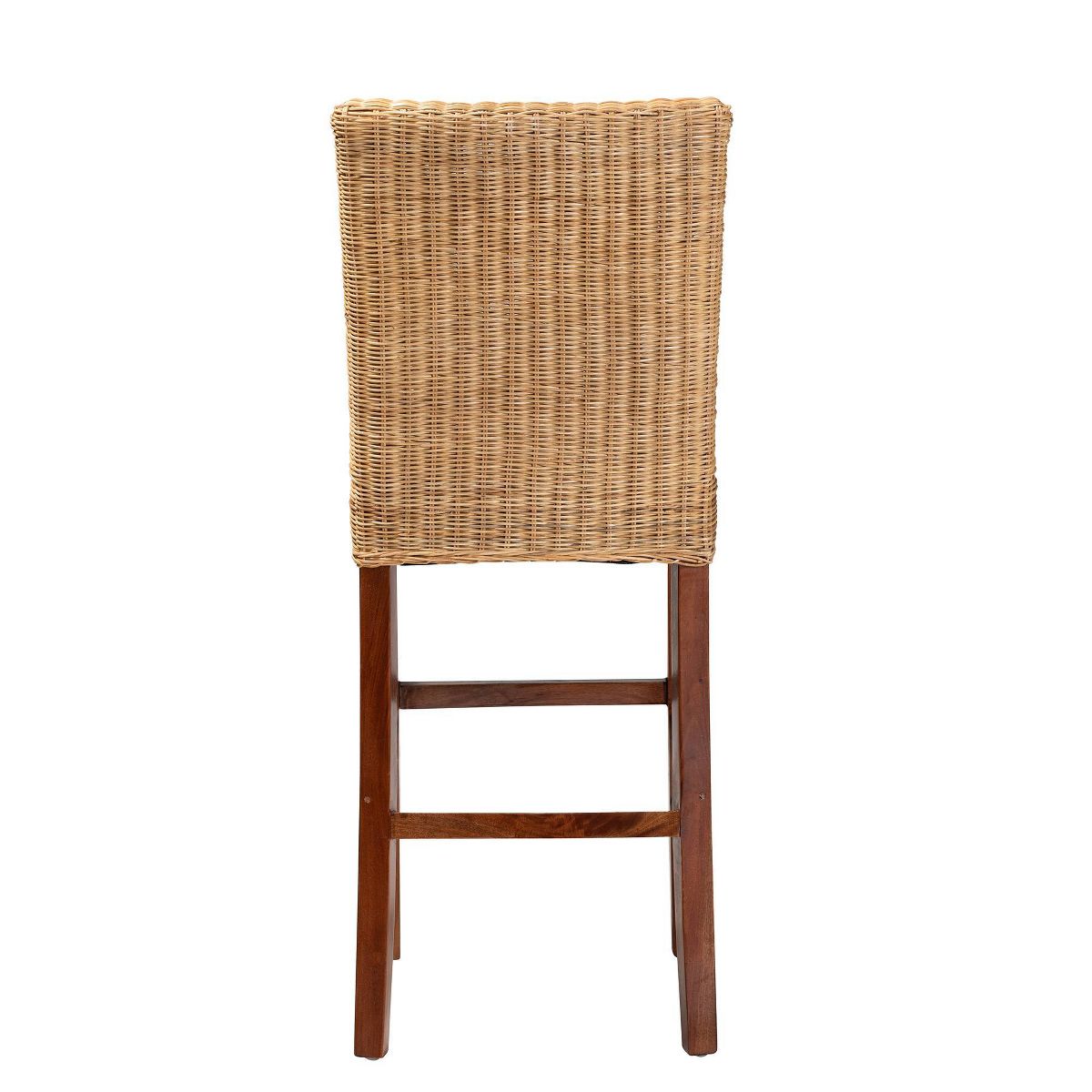 Racquel Natural Rattan & Mahogany Wood Barstool: Ergonomic, No Assembly - bali & pari - thumbnail 5