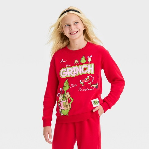 Girls The Grinch Dreamy Fleece Pullover Sweatshirt Red Target