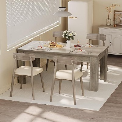 Dining Table for 4-6, 63 Inch Farmhouse Dining Table, Large Wooden Rectangular Dinner Table for 4 for Apartment, Small Space