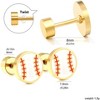 Baseball Stud Earrings with Screw Back, Surgical Steel Enamel Sports Jewelry. - 2 of 4