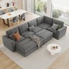 121.3" Corduroy Upholstered Modular Sectional Sofa Bed with 2 Movable Ottomans, Free combination - 2 of 4