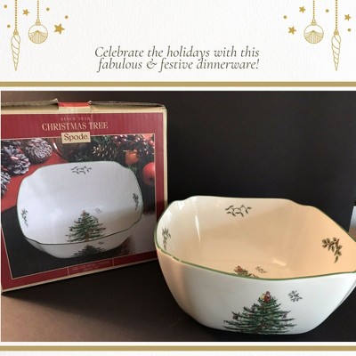 White and Green Ceramic Christmas Tree Serving Bowl