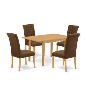 HomeStock 5-Pc Natural Oak Finish Solid Wood Top - Rectangular Dining Room Set with Butterfly Leaf - Seats 4 - 1 of 4