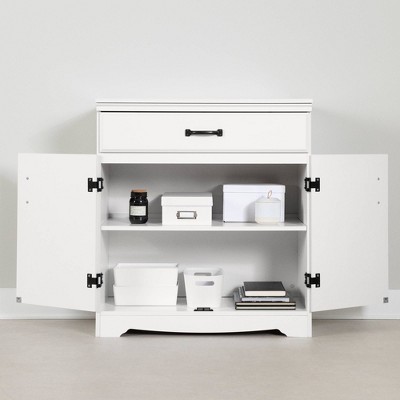 Pure White Farmhouse Entryway Cabinet with Adjustable Shelving