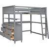Streamdale Full size Loft Bed with Drawers and Desk, Wooden Loft Bed with Shelves - Gray - 4 of 4