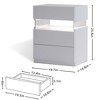 LED Nightstand with 3 Drawers, Bedside Table with 3 Color LED Light, Acrylic Board, Modern Minimalist End Side Table for Bedroom Living Room White - 2 of 4