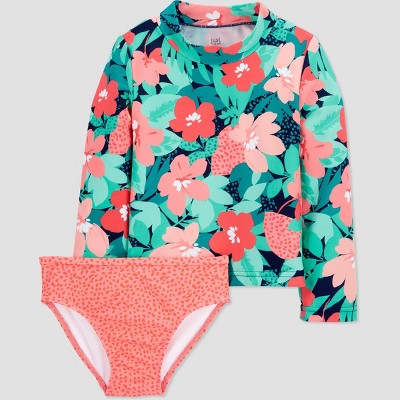Image of Toddler Girls' Floral Rash Guard Set - Just One You® made by carter's Coral Pink 18M