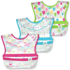 green sprouts Snap & Go Wipe-Off Bibs Cupcakes 9-18 Months Pink - 3pk - 1 of 4