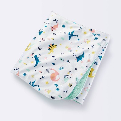 Image of Plush Velboa Baby Blanket Dino Warm - Cloud Island™ White/Pink