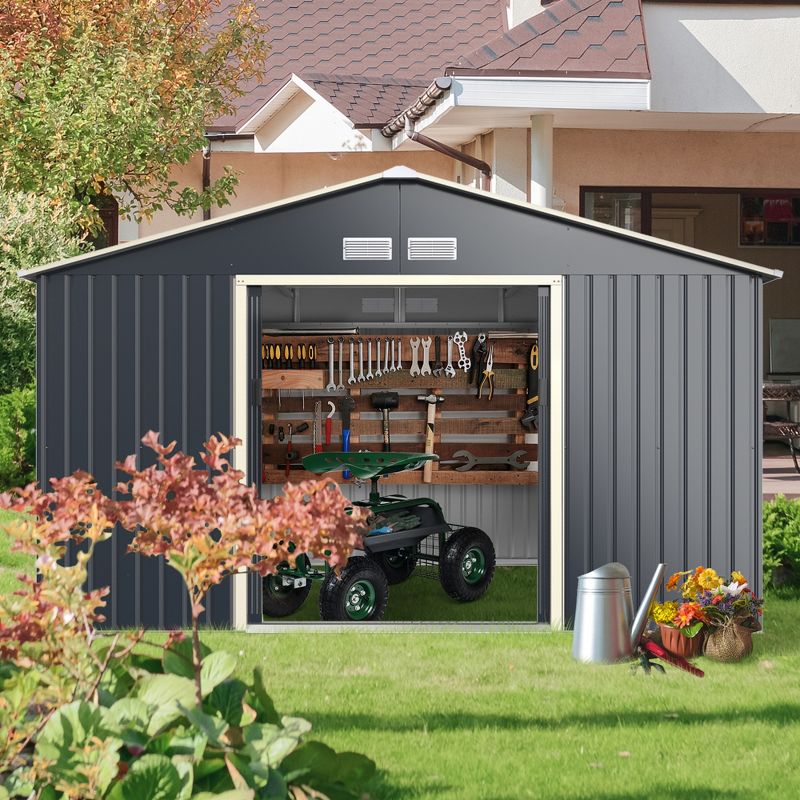 Costway Outdoor Tool Storage Shed Large Utility Storage House w/ Sliding Door, 3 of 11