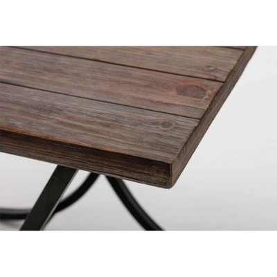 Miriam 34" Weathered Fir Wood and Black Metal Foldable End Table