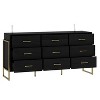 FUFU&GAGA Black Wood Large Drawers Dresser With Metal Frame Legs - 4 of 4