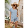 Coolmee Women Summer T Shirts Short Sleeve V Neck Tops Cute Fit Summer Casual Tee Tops Beach S Sky Blue - 4 of 4