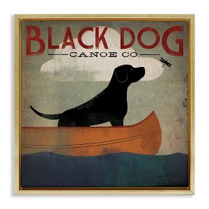 Stupell Industries Black Dog Canoe Company Floating Frame Canvas Art, Gold, 25" x 25" - 1 of 4