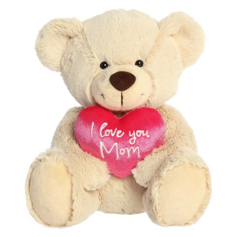 Aurora Medium I Love You Mom Bear Spring Vibrant Stuffed Animal Tan 9.5