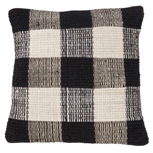 Saro Lifestyle Buffalo Plaid Chindi Throw Down Filled Pillow - 1 of 3