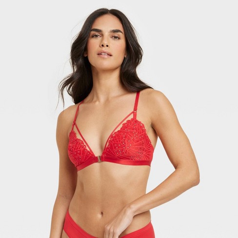 Women's Front-Close Lace Lingerie Bralette - Auden™ Red XS