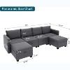 Modular U-Shaped Sectional Sofa - 4-seat couch with 2 ottomans, under-seat storage & chenille upholstery for living room. - 2 of 4