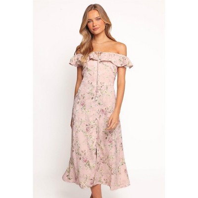 Petal and Pup Lauryn Off The Shoulder Midi Dress - Blush Rose