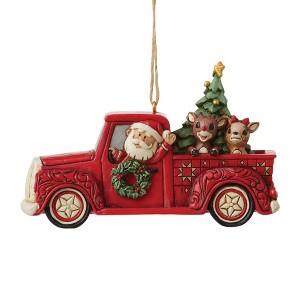 Jim Shore 2.75 In Rudolph In Truck With Friends Red Nosed Reindeer Clarice Tree Ornaments - 1 of 3