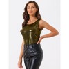 INSPIRE CHIC Women's U-Neck Stretchy Slim Fit Shiny Sparkly Metallic Tank Top - 3 of 4