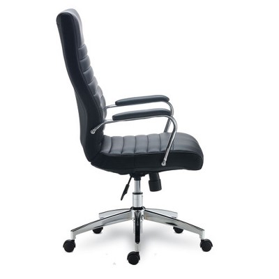 Luxurious High Back Black Leather Executive Swivel Chair with Chrome Base