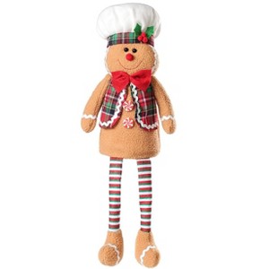 Aoibox Gingerbread Man Christmas Tree Topper 18.9 in Felt Plush Decoration Unique Holiday Table Fireplace Windowsill Decor 1 Piece - 1 of 4