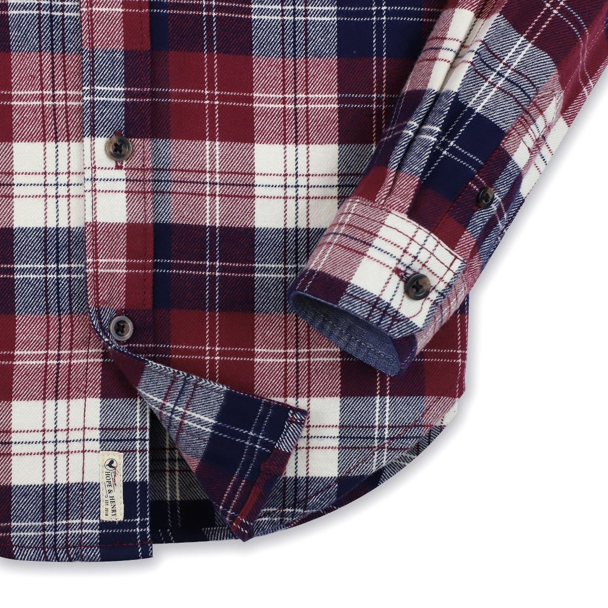 Hope & Henry Boys' Cotton Long Sleeve Brushed Cotton Flannel Button Down Shirt, Infant - thumbnail 6