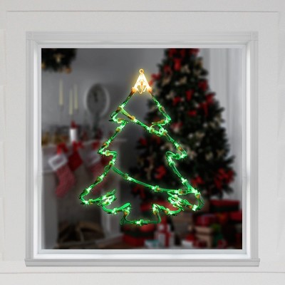 Green and Yellow LED Christmas Tree Window Silhouette Decoration
