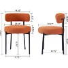 DYHOME Orange Boucle Dining Chairs Set of 2, Mid Century Modern Kitchen Chairs with Curved Backrest and Metal Legs - 2 of 4