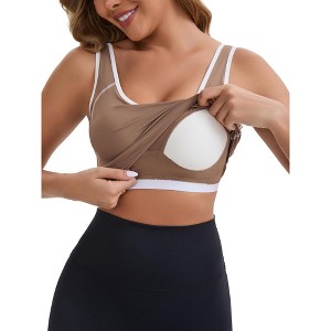 INSPIRE CHIC Women's Wide Straps U-Neck with Padded Push Up Elastic Tight Colorblock Workout Tank - 1 of 4