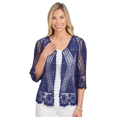 Collections Etc Scallop Crochet Cardigan