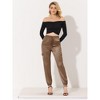 INSPIRE CHIC Women's Satin Drawstring Elastic High Waist Shiny Silky Cargo Pants - 2 of 4