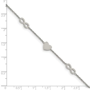 Chisel Stainless Steel Polished Heart and Infinity 7" Bracelet with 1" Extension - 1 of 4