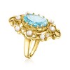 Ross-Simons 7.00 Carat Sky Blue Topaz Ring With 2.5-3.5mm Cultured Pearls and White Zircons in 18kt Gold Over Sterling - 3 of 4