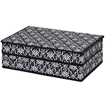 The Lakeside Collection Damask Bedroom or Closet Storage Bin Organizer - Slim Storage Bin with Lid