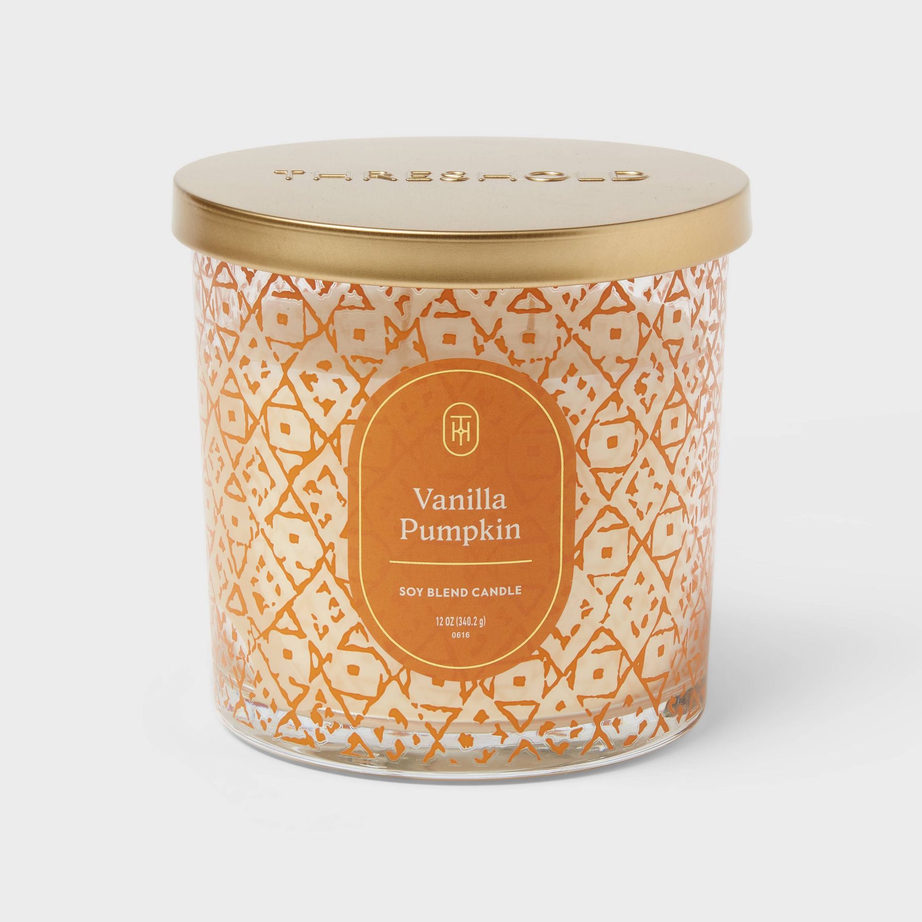 Vanilla Pumpkin Jar Candle Orange White 12oz - Threshold™