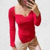 Coolmee Women's Ribbed Knitted Sweater Long Sleeve Square Neck Crop Slim Fitted Basic Pullover Tops - 4 of 4